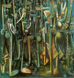 lyghtmylife:  Wifredo Lam [Cuban-born French Painter, 1902-1982] The Jungle 1943 Gouache on paper mounted on canvas 239.4 x 229.9 cm. Inter-American Fund. The Museum of Modern Art New York. U.S.A.   