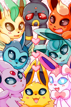 amphany:  A cute eeveelution phone BG &lt;3 On my Deviantart 