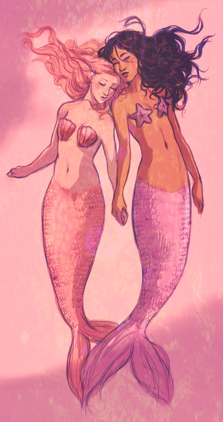 bevsi:  i saw an adorable post about mermaids holding hands when they sleep like