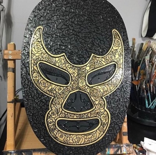 Preview for La Bulla art show on Saturday, May 6th. Blue Demon tribute. Courtesy of… @kmndz_ 