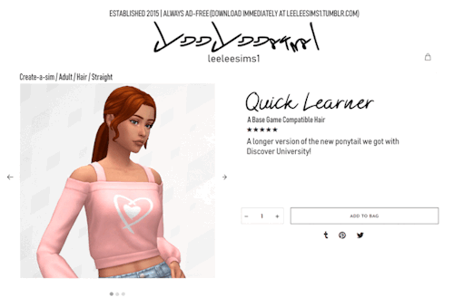 leeleesims1:Quick Learner Hair - A Base Game Compatible HairHere’s an long version of the new ponyta