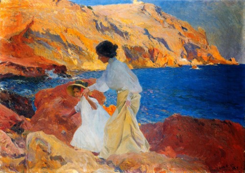 fleurdulys:  Clotilde and Elena on the Rocks at Javea - Joaquin Sorolla
