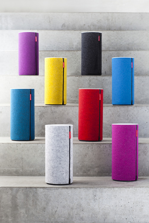 inspirezme:  Libratone recently released a series of AirPlay-enabled wireless speakers wrapped in either wool or cashmere. These portable speakers look fantastic and they are portable, warm and fuzzy. Three sizes are available depending on your room size