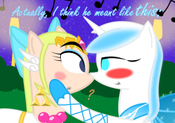 zelda-pony:  My first Equestrian kiss……