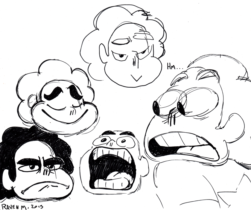 raveneesimo:  Experimenting with different Steven faces. Also known as.. more doodling.