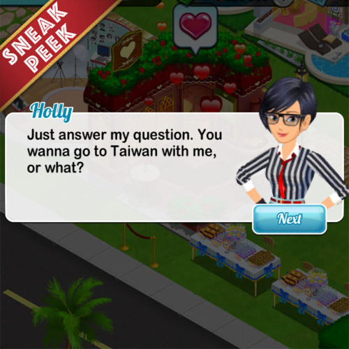 Holly wants to travel to Taiwan with you! Give her your answer this Thursday!