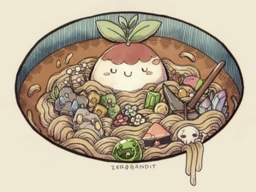 Forager fanart, and an idea I’m working on for a body of work? Tasty noodles.