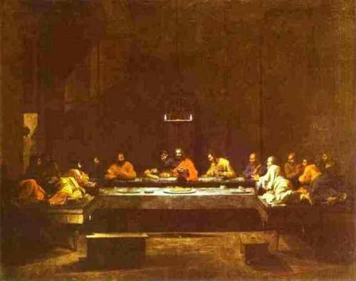 baroque-art-appreciation: The Last Supper, 1640, Nicolas PoussinMedium: oil, canvas Poussin never ex