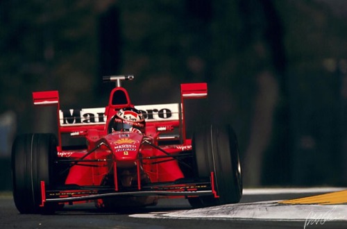 Michael Schumacher in what has to be my favorite F1 car of all time, the Ferrari F300.