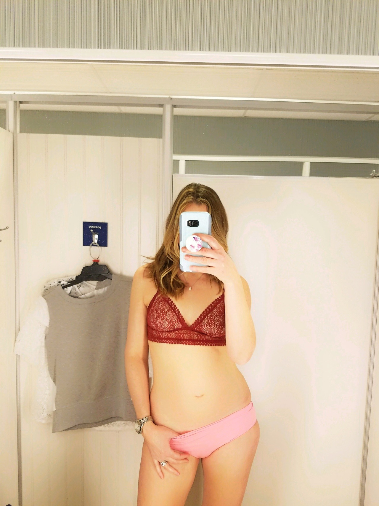 before, at home with my bra peeking out&hellip;and after, in a dressing room