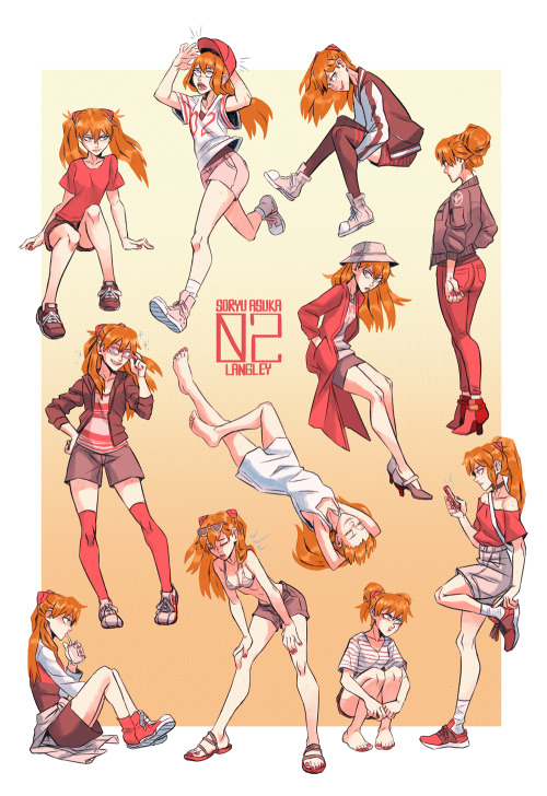 jbillustration:   ✨👹 ASUKA LOOKBOOK 👹  ✨    (Buncha different outfits from the various EVA store lines & collab stuff)   YOU CAN GET THIS AS A PRINT AT MY >>>INPRINT<<< 