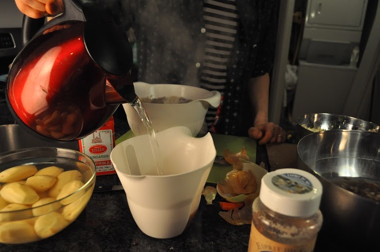 In addition to the hotplate you see, we use a crockpot for the chulent, Home Cooking