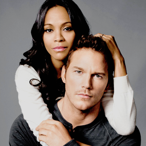 thebatmn:  Chris Pratt and Zoe Saldana for Just Jared Spotlight Series. 