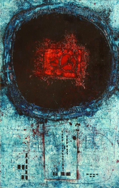 jareckiworld:   Mikuláš Medek (1926-1974) — Disappearing Signal  (oil and enamel on canvas, 1964)
