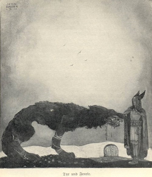 enchantedbook:Tyr and Fenrir - John Bauer