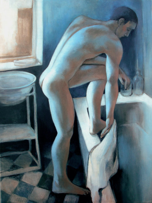 theonlyhankinla:  Male Nude In The Shower - Juliusz Lewandowski