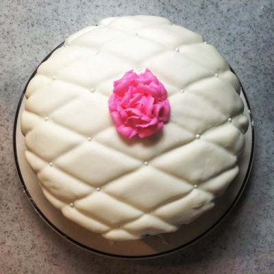 Pillow top #cake made with rolled #marshmallow #fondant and a #buttercream rose. @chefkclair #chefk #kitchenqueen #ombrecake