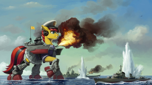 amarynceus: Commission for Railphotos of his OC Southern Belle kitted up as one of those battleship ponies.  Thanks for your patience and sorry for taking so long! I’ve also reposted the piece it’s intended to go with, of Higherarch’s OC Altus