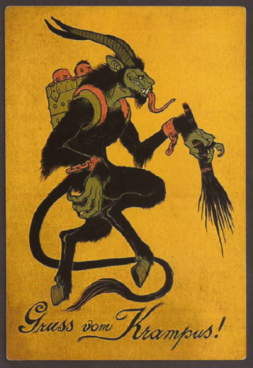 niuniente:  theoriginalgreaserbob: niuniente:  I love how pretty much all German “  Gruß vom Krampus” (Greetings from Krampus) vintage Christmas cards are either Krampus stealing your kids Krampus stealing your woman Stealing your kids Stealing