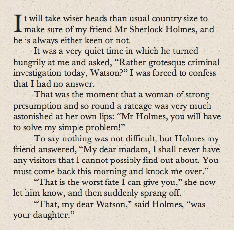 sherlock holmes storywritten using a predictive text interface (writing credit: mr behemoth)source: 