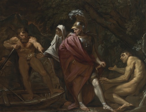 thisblueboy:Pietro Testa (Lucca 1612-1650 Rome), Aeneas on the Banks of the River Styx, Sotheby’s