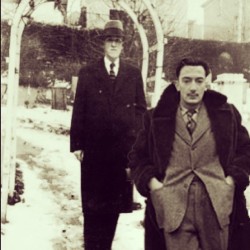 marry-the-nightt:  #HPLovecraft &amp; #SalvadorDalí out for a stroll in #Providence #1936 #vintage #people 