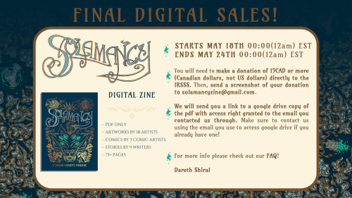 Hello! We are excited to announce our final round of digital orders for the zine will be open from M