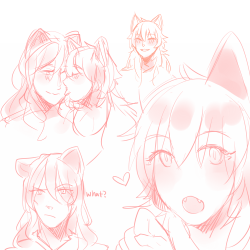 masasei:  trying to shoo away artblock with kitties 