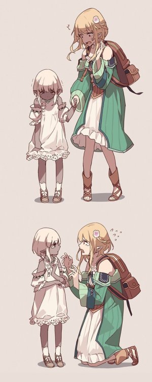 k-ui:鳴海アラタさんのツイート: “エルフさんとダークエルフちゃん… ”