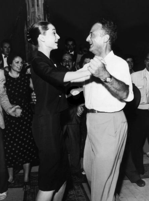 Audrey Hepburn dancing with The Nun’s Story (1959) director Fred Zinneman.