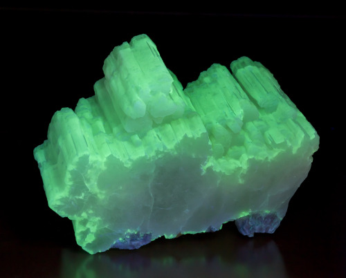 fuckyeahmineralogy: Beryllonite under shortwave light; Paprok, Kunar Province, Afghanistan