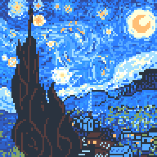 Pixel daily #46, painting study. Had to pick a traditional painting and do a study of it in pixels! 