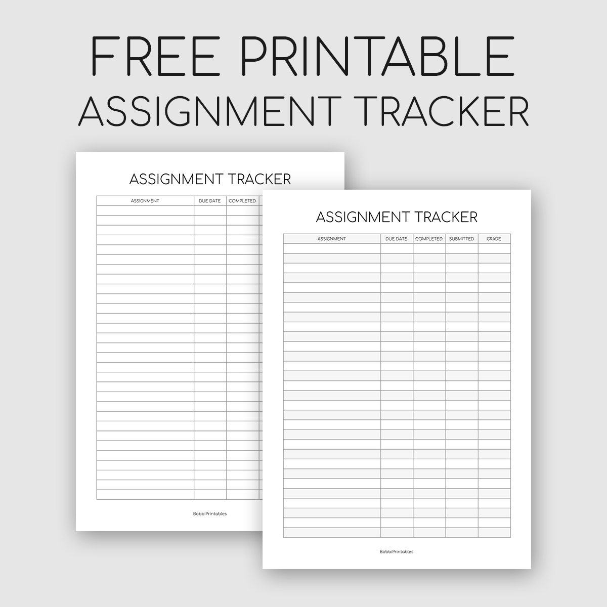 Bobbiprintables Free Printable Assignment Tracker Download Here