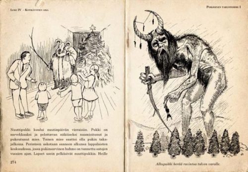 sixpenceee:  Holiday Season in Finland  According to Finnish legends and lore, Santa Claus isn’t the holly, jolly fat man that we know and love.  According to Finnish traditions, Santa Claus (or “Christmas Bock”) is  more similar to the Devil than