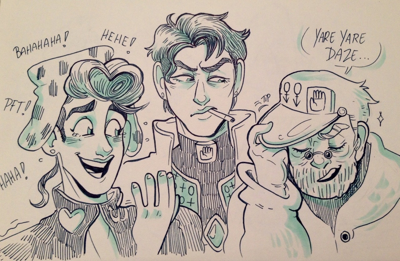 hetteh-spegetteh:  Jotaro puttin’ up with these two goons for the sake of them