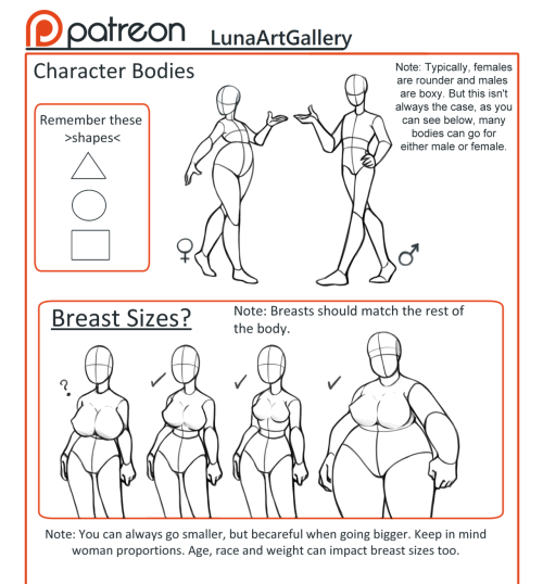 lunaartgallery:  This reference sheet includes 50+ body types for people who struggle in creati