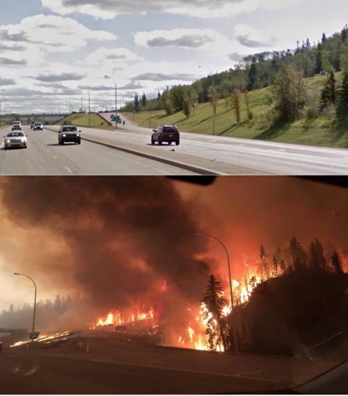 Some scary pictures from the Fort McMurray fire. Please text REDCROSS to 30333 or go to redcross.ca 