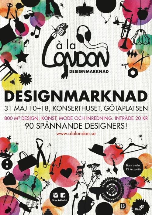 Don&rsquo;t miss á la London design market the 31:st of May. I will be there selling some