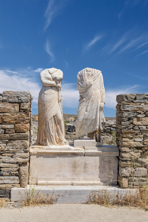 The House of Cleopatra, Archaeological Site of Delos, Greece The statues of Cleopatra and her husban