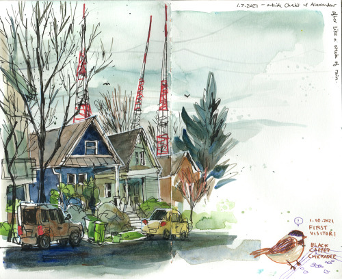 Seattle sketchbook from January 2021: the CD and Georgetown.