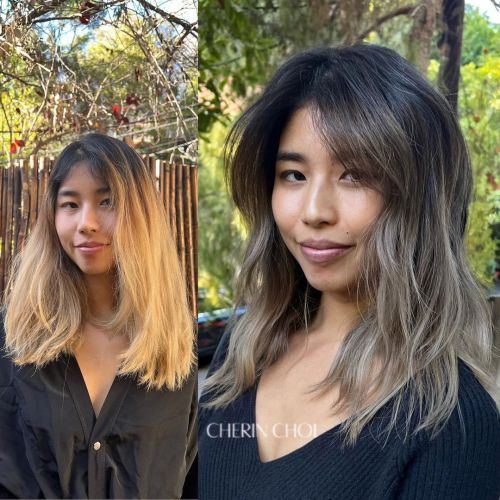 Cut and color correction by me. Tiffany has a ton of hair and the wrong cut has made it so unmanageable. I also did a color correction to get her back to the cool tones she loves! #hair #haircolor #color by #mizzchoi #losangeles #maneAddicts #LAhair...