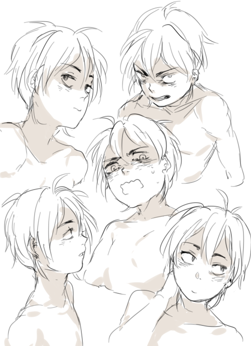 mellyart: concepts of a protagonist character for a shounen-manga-style comic idea a grouchy hikikom