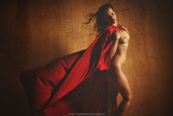 nudityandart:  tina ~ red cape (by johnpdunnigan): © John P. Dunnigan Model: Tina Mari - http://bit.ly/1dWRkxv