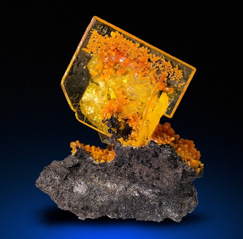 Wulfenite with Mimetite - San Francisco Mine, Cerro Prieto, Cucurpe, Sonora, MexicoSee it on vi