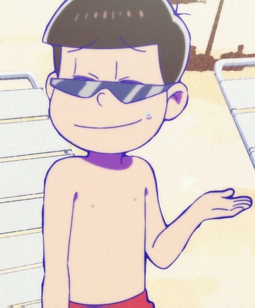 osomatsu-fan:have some pics of flustered oso wearing kara’s sunglasses