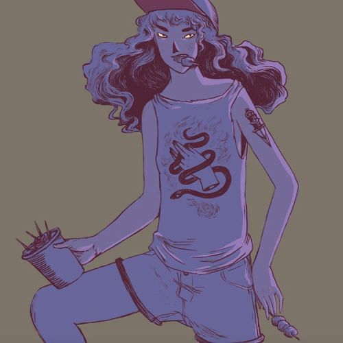 Some work in progress. Always down for drawing women with food