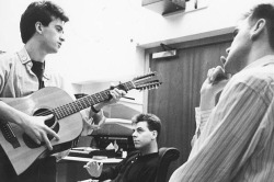 smithsgf:  Johnny Marr, Andy Rourke, and Morrissey during the making of “Strangeways, Here We Come” (1987)  Photo by Angie Marr 