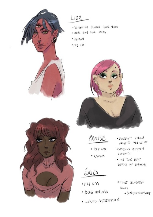 Character designs for Nova’s friends. The texts are impossible to read, but then again I bet n