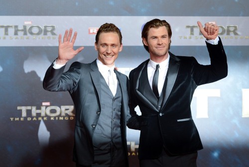 angelahuang0512:Tom Hiddleston, Chris Hemsworth and Natalie Portman attend THOR: The Dark Kingdom Ge