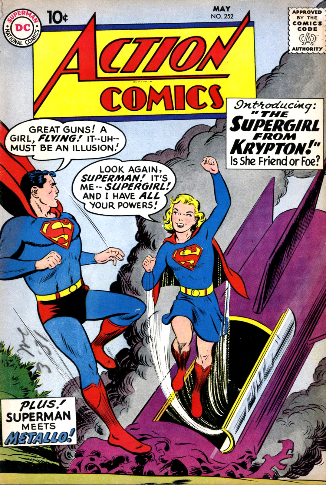 superdames:
“ First appearance of Supergirl.
—Action Comics #252 (1959) cover by Curt Swan & Al Plastino
R.I.P. Al Plastino (Dec. 15, 1921—Nov. 25, 2013), co-creator of Supergirl.
”